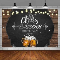 Cheers And Beer Backdrop Happy 30th 40th 50th Birthday Party Decor Retro Rustic Wooden Board Shiny Star Banner Background