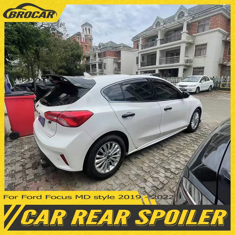 

For Ford Focus 2019 2020 2021 2022 5-Door Hatchback Euro MD style ABS plastic carbon fiber exterior rear spoiler trunk wing
