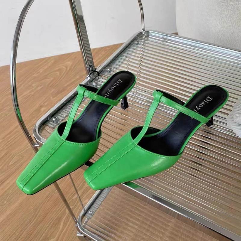 

Brand Women Pointed Toe Slippers Sexy Pumps 2022 New Summer Designer Sandals Dress Party Mules Shoes Slides Flip-flops Women