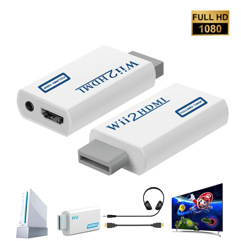 Wii To HDMI Converter 1080P Full HD WII To HDMI-compatible Adapter Connector 3.5mm Video Audio for PC HDTV Monitor Wii2HDMI