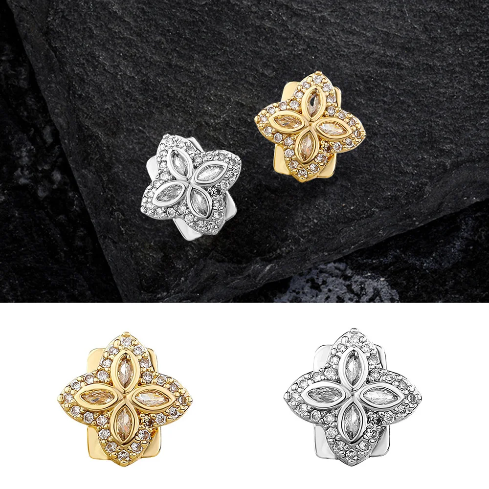 RACHELZ элегантный Iced Out CZ камень цветок зубы грили брекеты хип-хоп циркон зубные