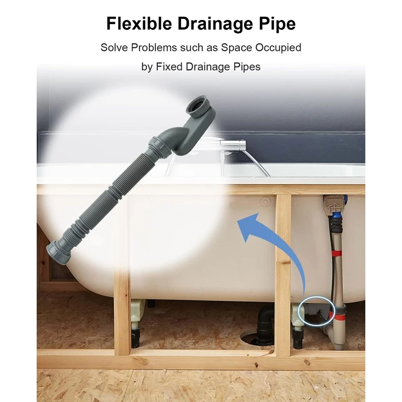 Низкопрофильная 1 ловушка 1/2 P гибкая дренажная труба для ванны и душа плоская