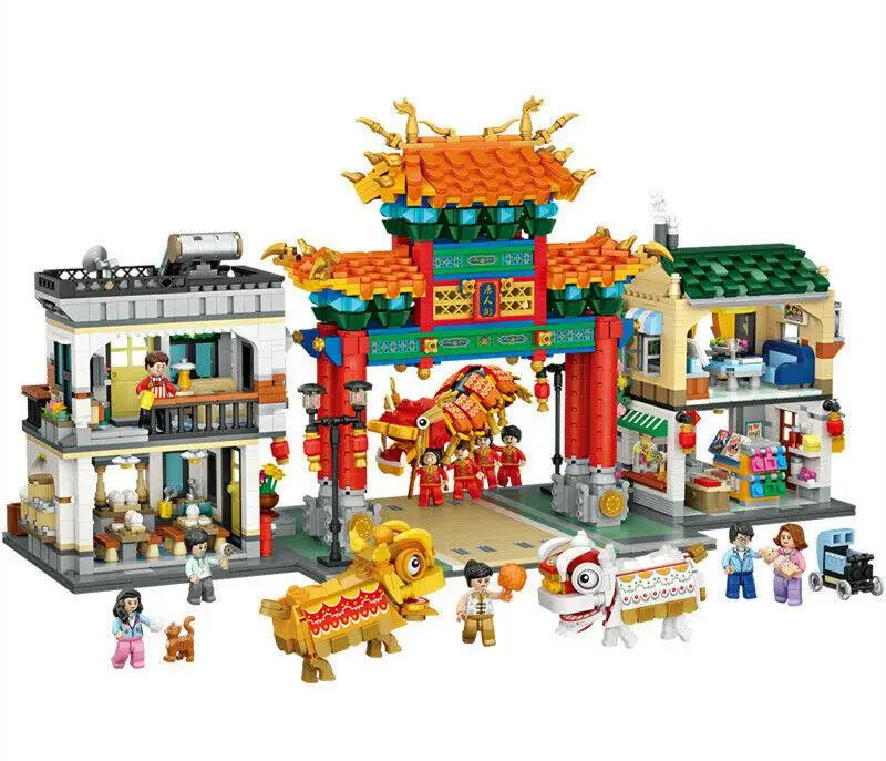 

3581 шт. LOZ 1030 мини-конструктор для взрослых, строительные игрушки Chinatown Streetview, строительные блоки, пазл, подарок на Рождество