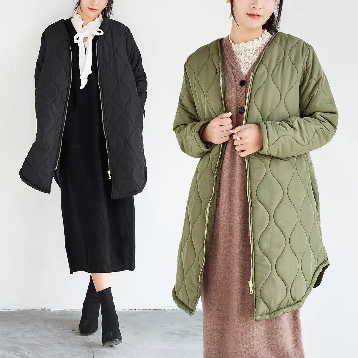 Cotton Clothing Winter Fashion Women's Thickened Winter Cotton Jacket Solid Color Casual Quilted Cotton Jacket