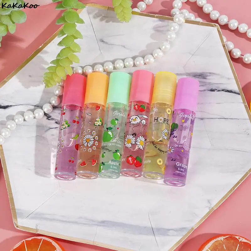 

Random Color Lip Moisturizing 6 Color Roll-On Fruit Lip Balm Lip Oil Moisturizing Mirror Lip Gloss Transparent Lipstick Primer