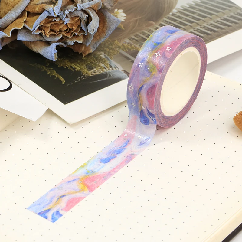 

GREATHOPE WASHI TAPE Декоративная синяя и розовая Галактическая облака лента 10 м