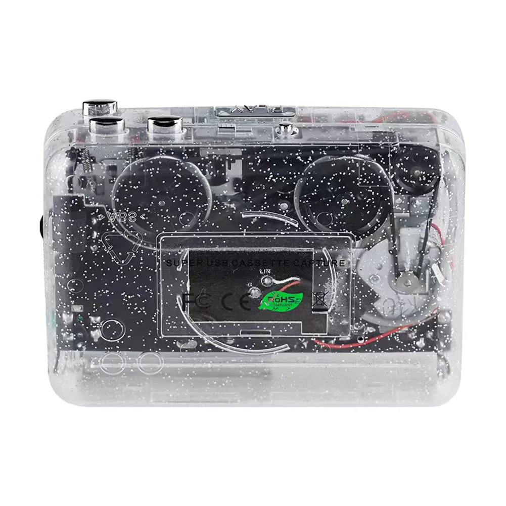 

Walkman Cassette Player Portable Tape Recorder To Mp3 Full Transparent Shell USB Port Cassette To Wave MP3 Format Tape Player