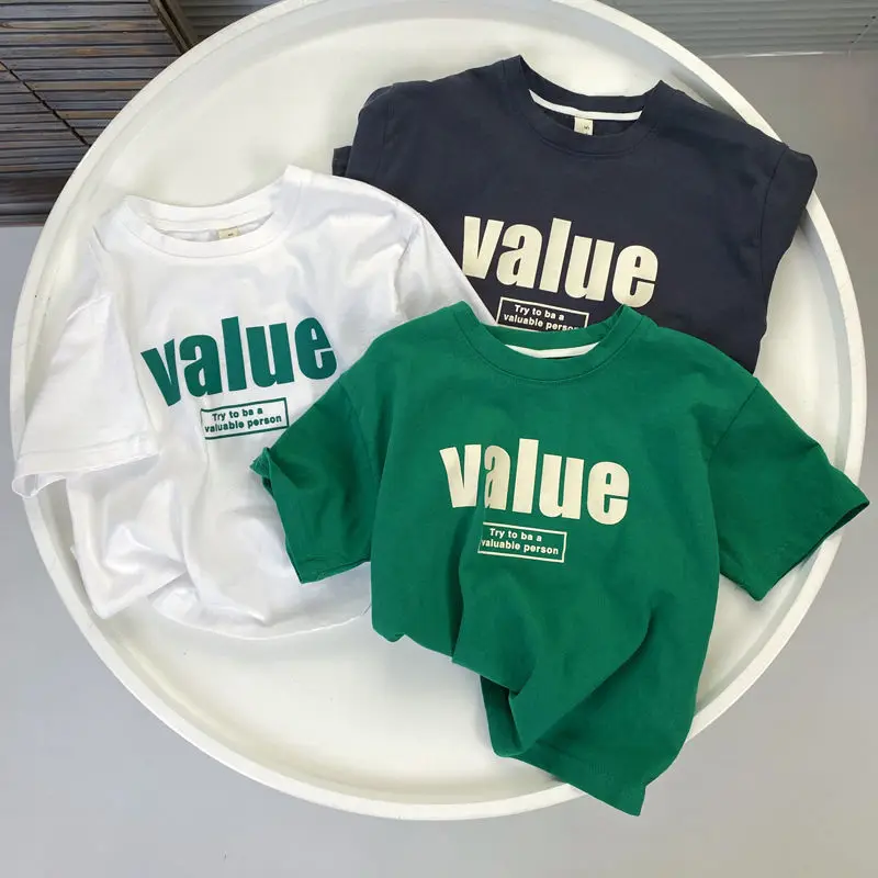 

Baby Boy Girls T-shirt Casual Letter Printed Cotton Short Sleeve 2022 Summer Kids Clothes Neutral Sport Tops Child T Shirt