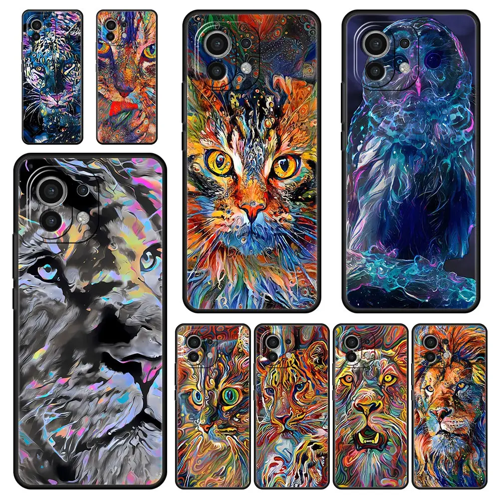 

Abstract Surreal Animal Lion Case For Xiaomi Poco X3 NFC Shell M3 F3 M4 X4 Mi Note 12 Pro 10 11 Lite 10T 5G 11T 11X 9T 11i Cover