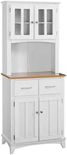

Source Industries Brook Tall Microwave Cabinet with 2-Drawer and an Upper and Lower Cabinet, White with Cherry Wood Finish Cookw