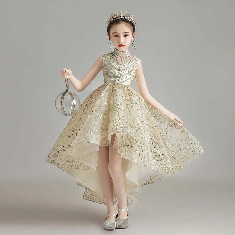 Girls' dress princess dress children's festival performance piano performance dress flower girl walk show host evening dress