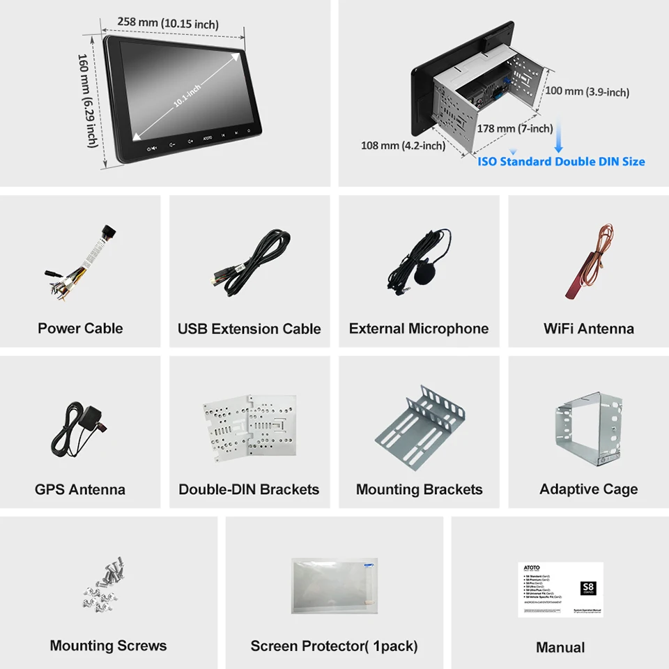 ATOTO S8 Премиум 10 1-дюймовый Android Автомобильный Стерео 2 Din Беспроводной Carplay Авто
