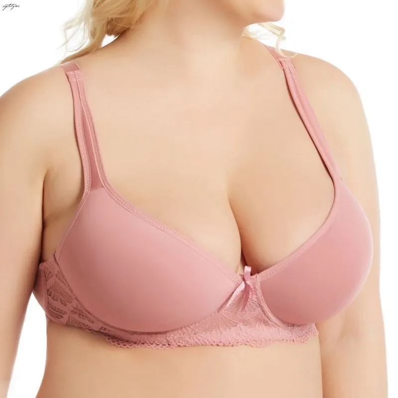 

Softrhyme Women's Ruffles Underwire Minimizer Bra High Stretch Underwear Bras for Women Bralette Plus Size Bra Big Cup D E F