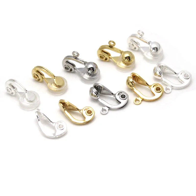 10 Pcs Stainless Steel Non Pierced Ear Clips on Earrings Making Supplies Earring Clips With Loop for Women DIY Jewelry Findings