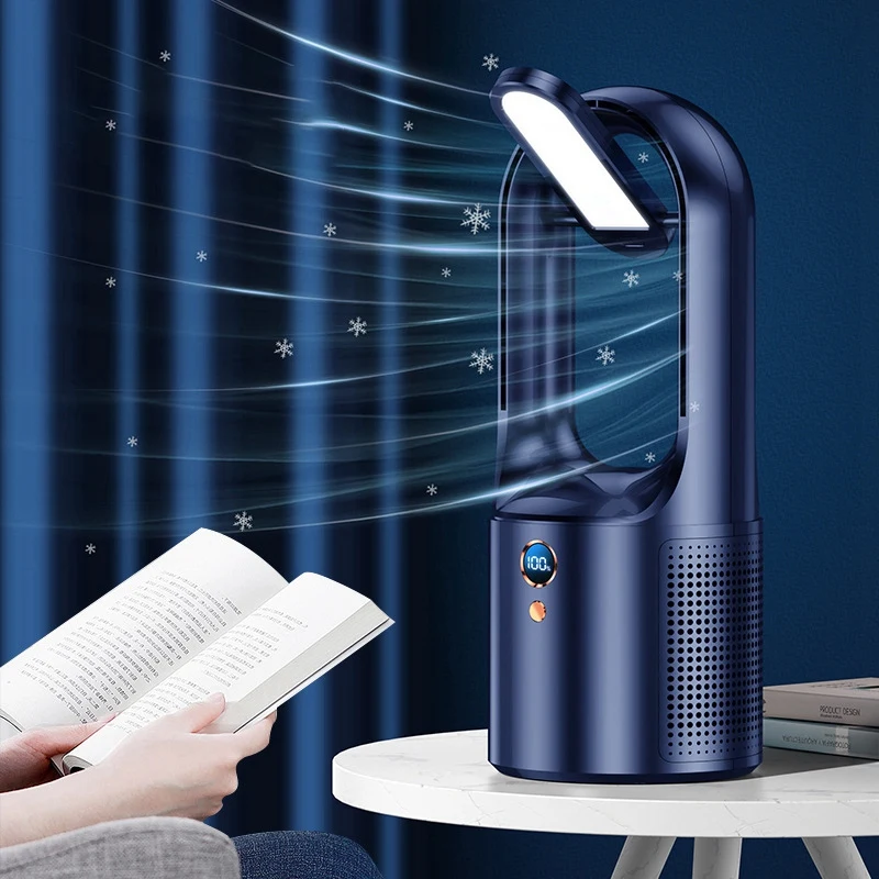 

Беслопастной Электрический вентилятор BMDT с настольной лампой, USB-зарядка, бесшумный портативный мини-вентилятор с воздушным охлаждением, 6 скоростей, 2000 мАч