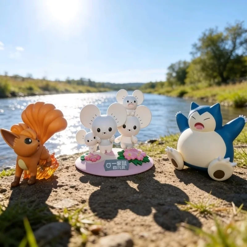 Фото Официальные мини-фигурки Funism Pokemon: Снорлакс, Вульпикс, Тандемаус – декор для рабочего стола, аниме-статуэтки, игрушки для фанатов №1