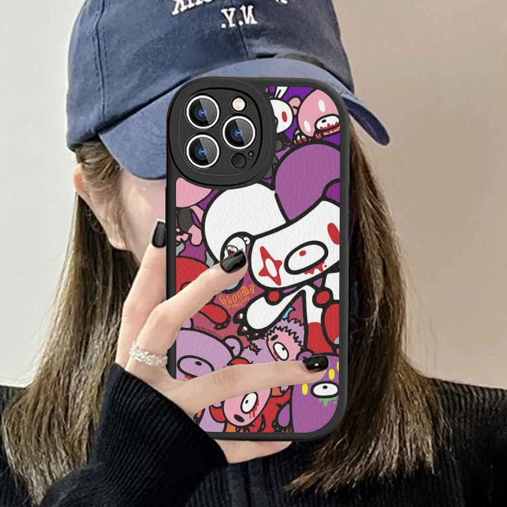 Cartoon G-gloomy Bear Phone Case Hard Leather For iPhone 16 15 14 13 12 Mini 11 Pro Max Xs X Xr 7 8 Plus Fundas