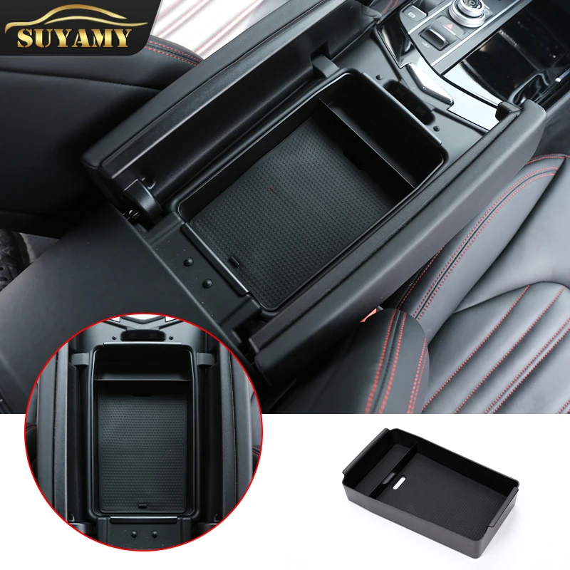For Maserati Ghibli/Levante/Quattroporte 2013-2022 Central Armrest Storage Box Organizer ABS Car Interior Styling Accessories