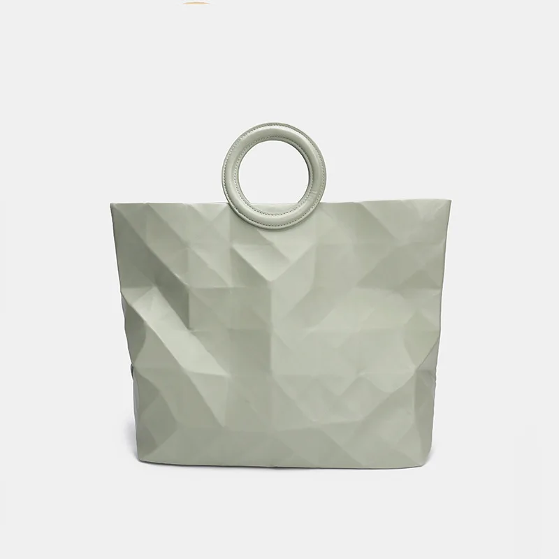 

Niche Design Tote Bag Korean Ringer Geometric Ring Handbag New Large Capacity Bag Simple Senior Sense Luxury Female Bag