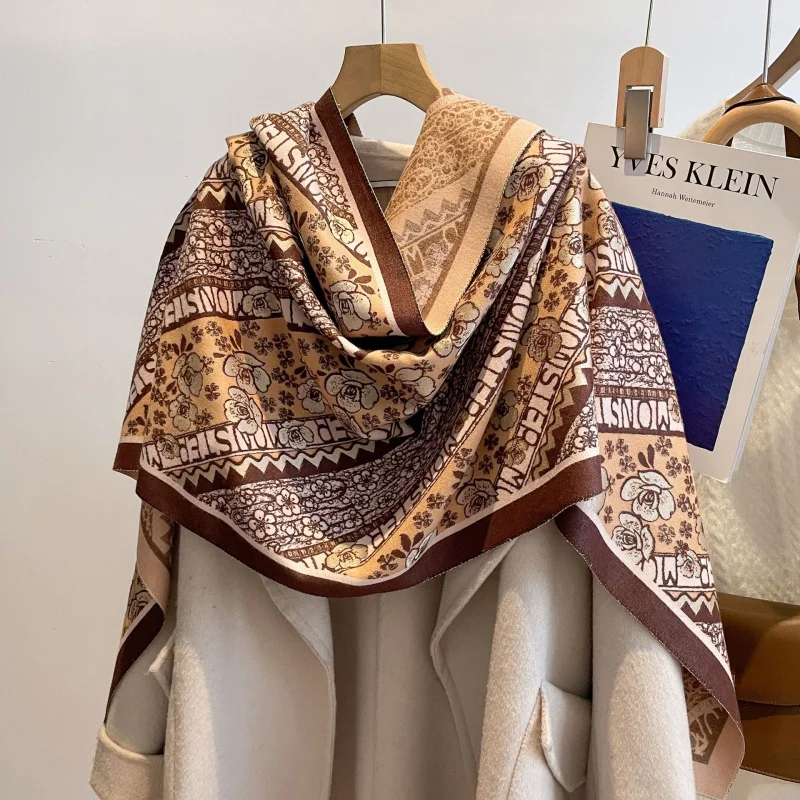 

Cozok, искусственный кашемировый шарф, осенне-зимняя мода, новое одеяло, роскошная шаль с цветочным узором, Теплый Женский утепленный шарф