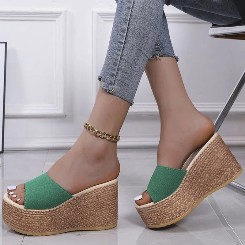 

Женские босоножки с открытым носком, туфли на платформе и высоком каблуке, повседневные туфли на танкетке, лето 2020