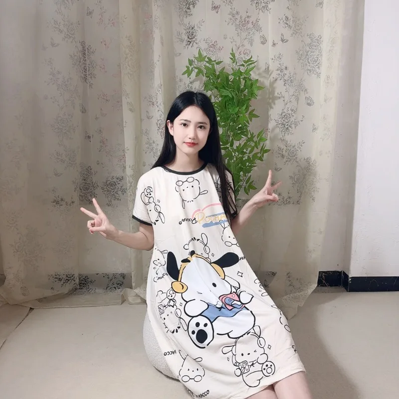 Милая и милая ночная рубашка Sanrio с рисунком собаки свободная принтом Pacha летний