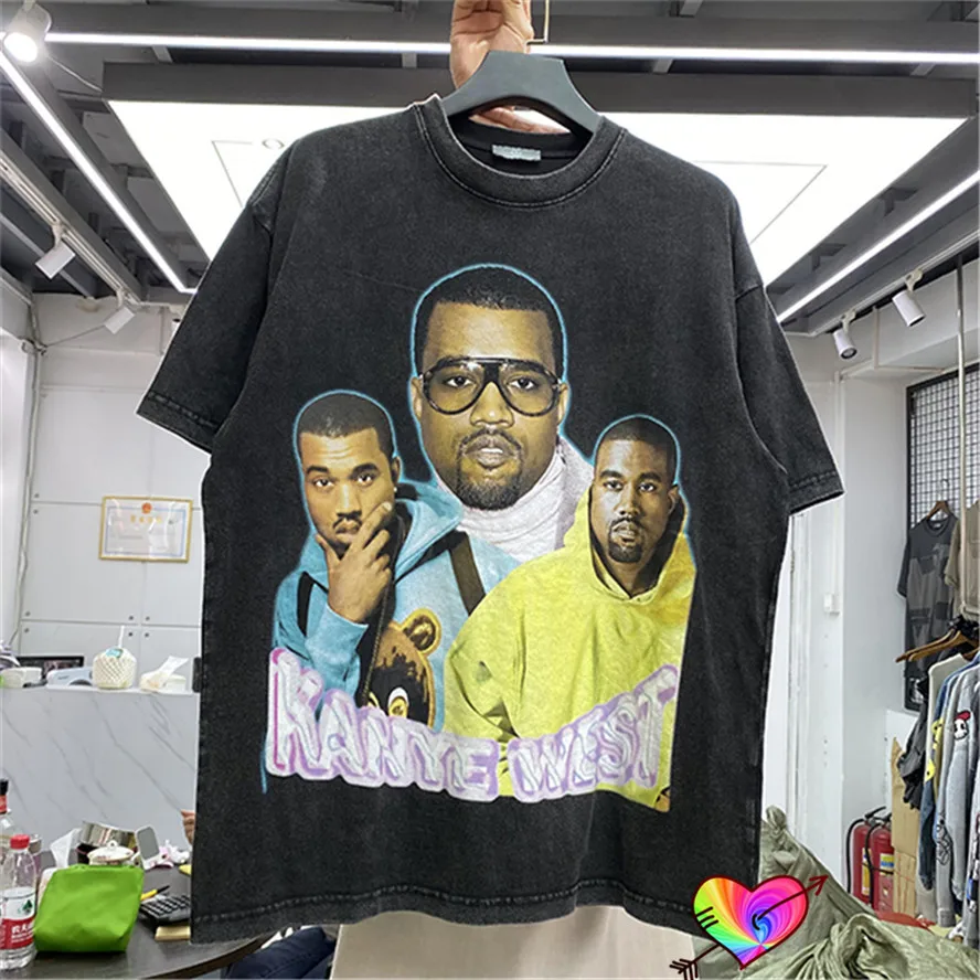 2022ss винтажная черная Kanye West Graphic футболка для мужчин и женщин высокое качество Ye Tee