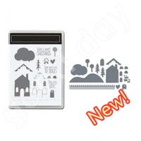 2022 christmas new arrival clouds and houses clear stamps or metal cutting dies sets for diy craft making card scrapbooking