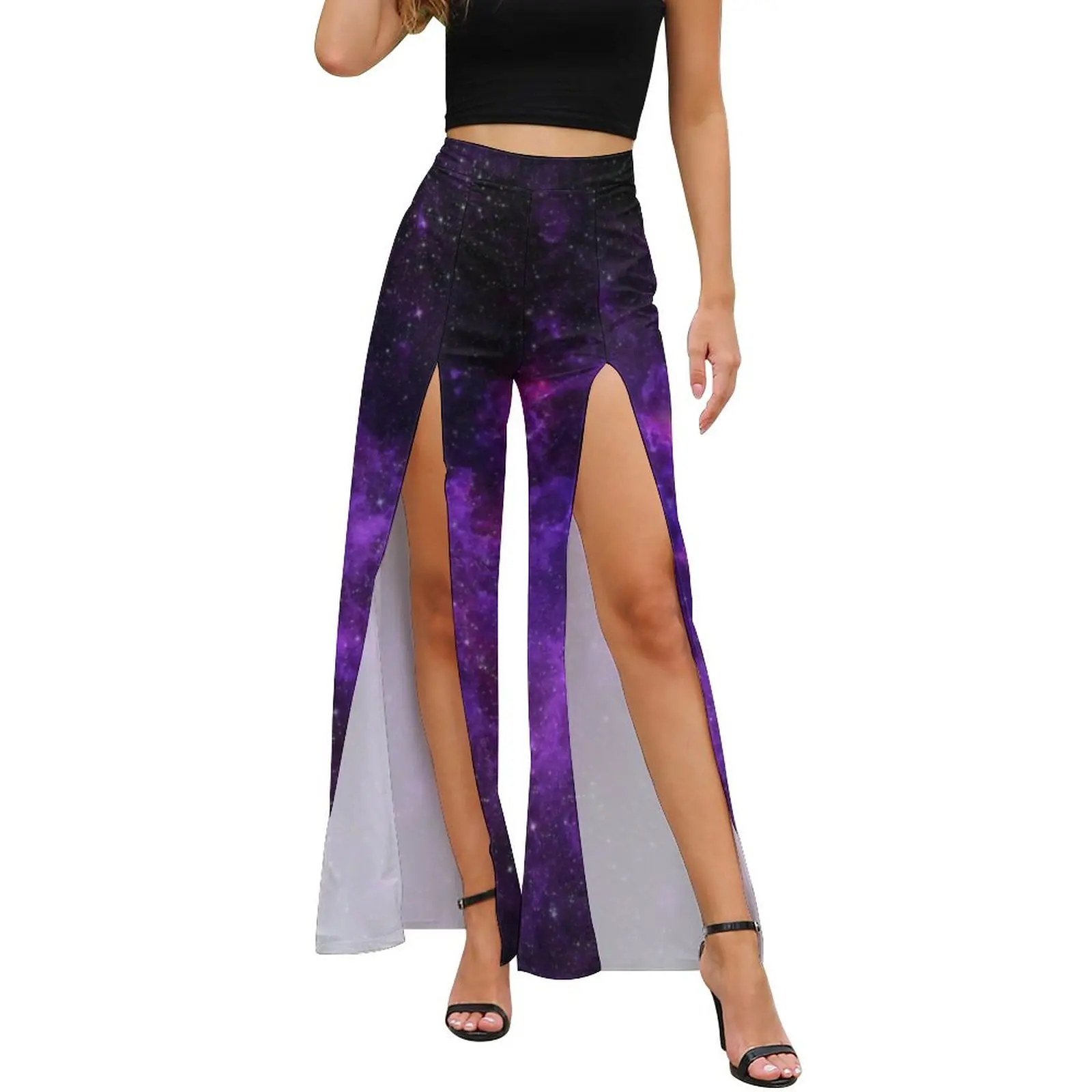 

Брюки женские с принтом звездного космоса, пикантные Широкие штаны для воркаута, с завышенной талией, весна