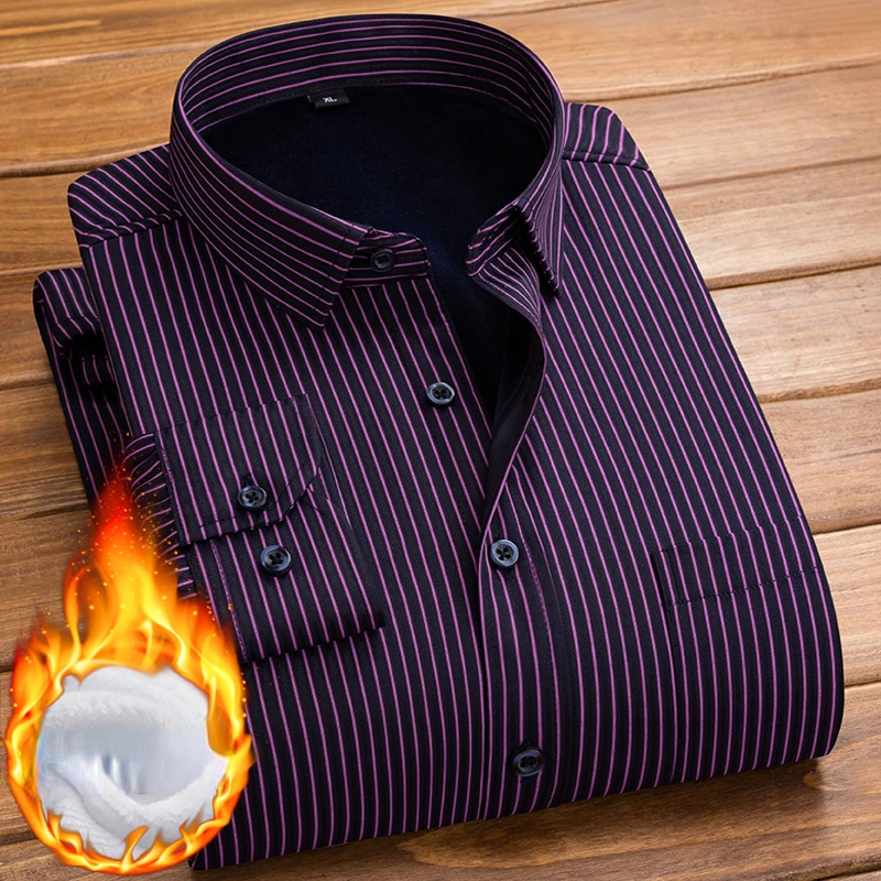 Fleece Warm Long Sleeve Dress Shirts