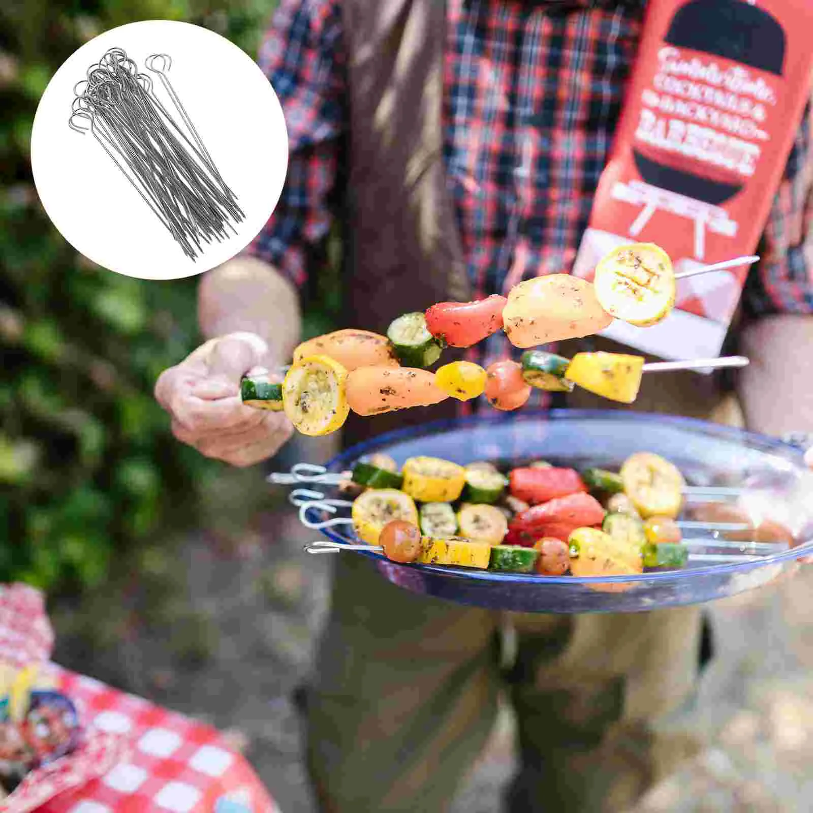 

BBQ Needle Skewer Barbecue Grilling Sticks Vegetables Skewers Stainless Steel Meat String Roasting Supplies Outdoor