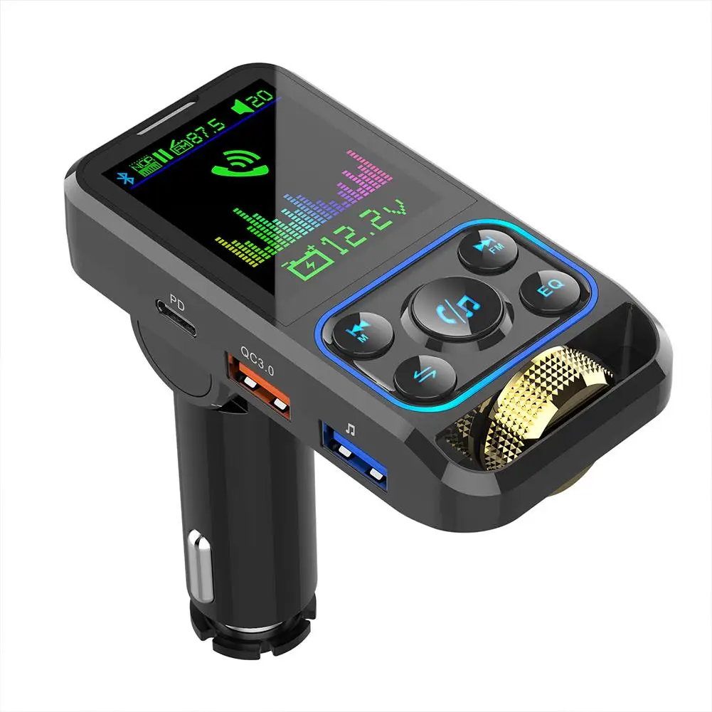 

Wireless Car Fm Transmitter Handsfree Bluetooth-compatible Mp3 Player With Type-c Port Pd Charging 3.1a Dual Display