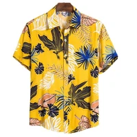2022 large size hd colorful plant leaf print hawaiian shirts summer mens casual short sleeve european size t shirt