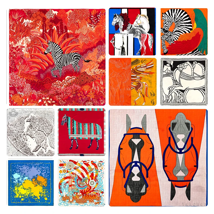 

Роскошный дизайнерский шарф на голову 90 топов шелковые шарфы ручной работы с принтом зебры шейный платок атласная бандана шелковые шарфы ...