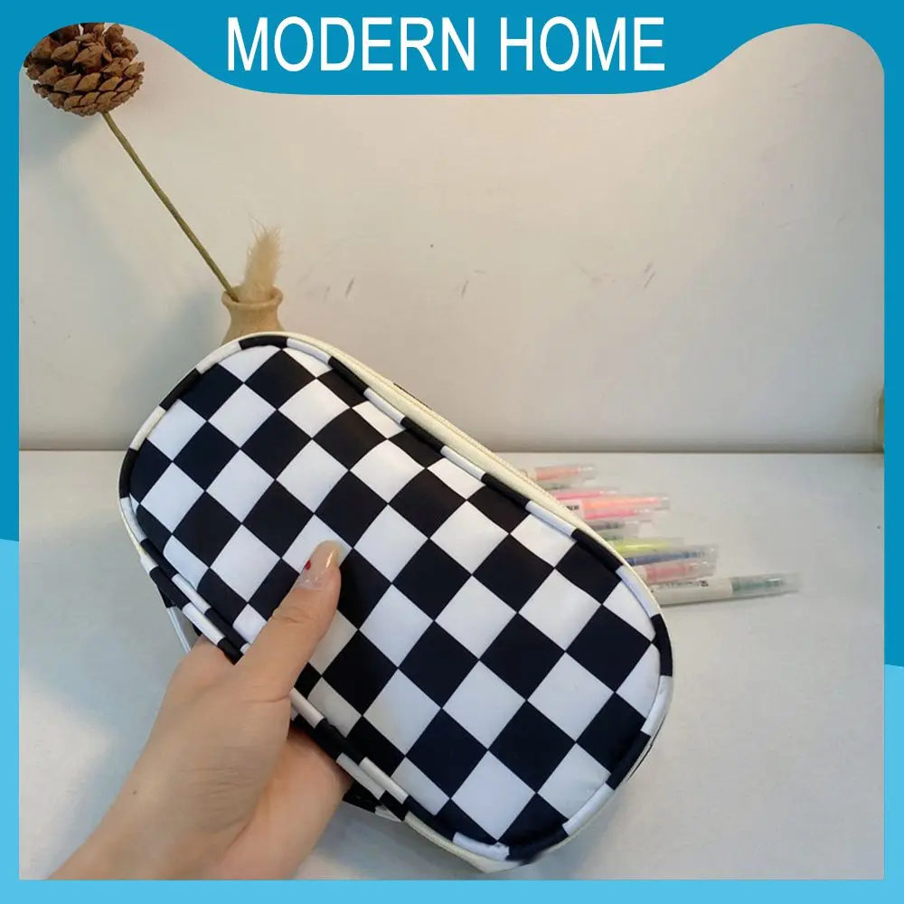 

Students Gifts Pen Holder Organizer Portable Chessboard Checkerboard Pencil Case Simple Large Capacity Pen Storage Bag Student
