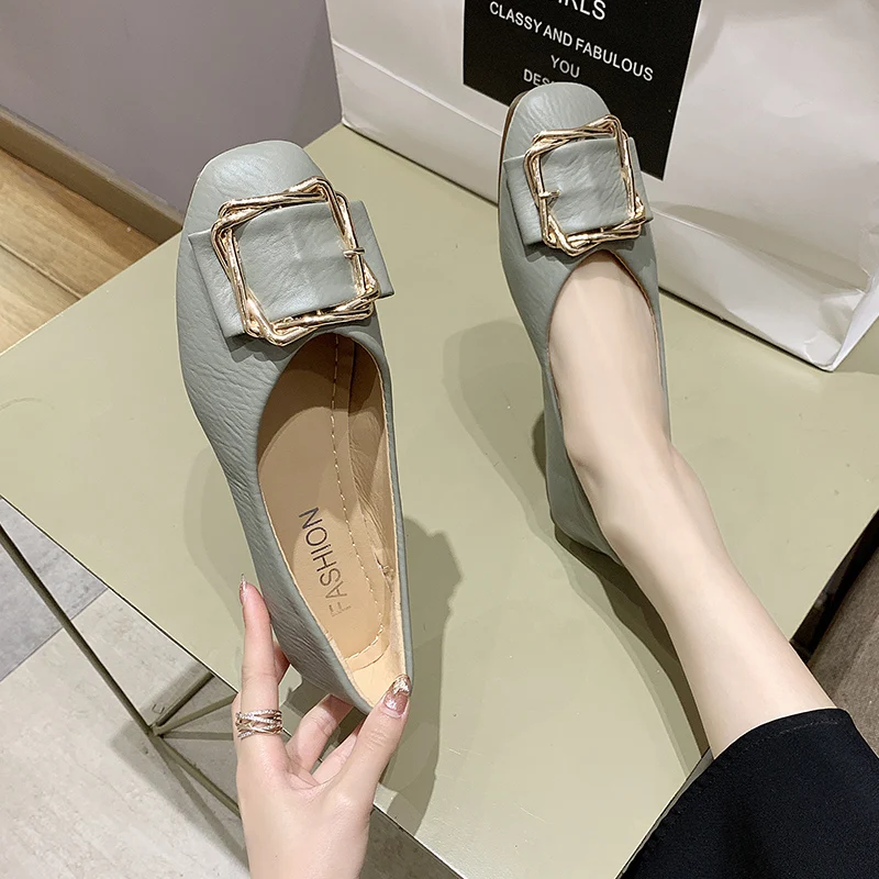 

Shoes Woman 2022 All-Match Female Footwear Shallow Mouth Modis Square Toe Casual Sneaker Slip-on New Summer Dress Moccasin Cute