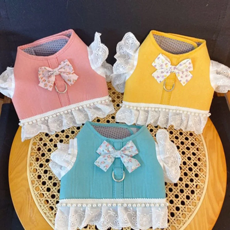 Однотонный Блестящий Цветочный жилет для собак нагрудный ремень чихуахуа