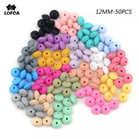 lofca 12mm 50pcslot silicone lentil round beads teething baby teether chew bpa free diy pacifier chain food grade silicone