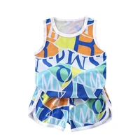 tunan 2pcs baby boys summer clothing sets cute letters print sleeveless tank tops t shirtshorts outfits