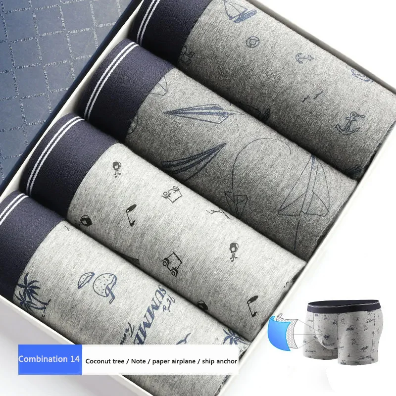 Men's Boxer Briefs Cotton Antibacterial Cotton Youth Comfortable Breathable Large Size Boxer Shorts Head