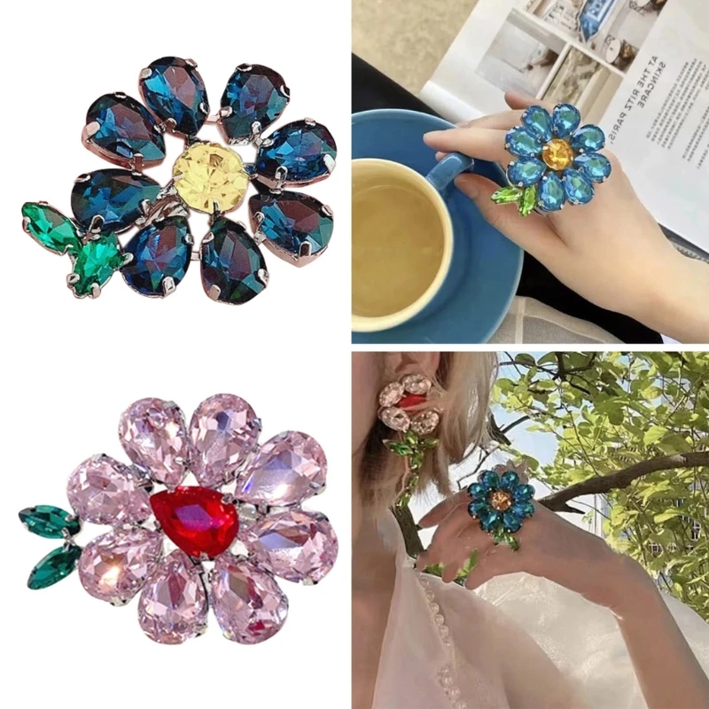 Кольцо сладкого карамельного цвета с преувеличенными кристаллами и большими