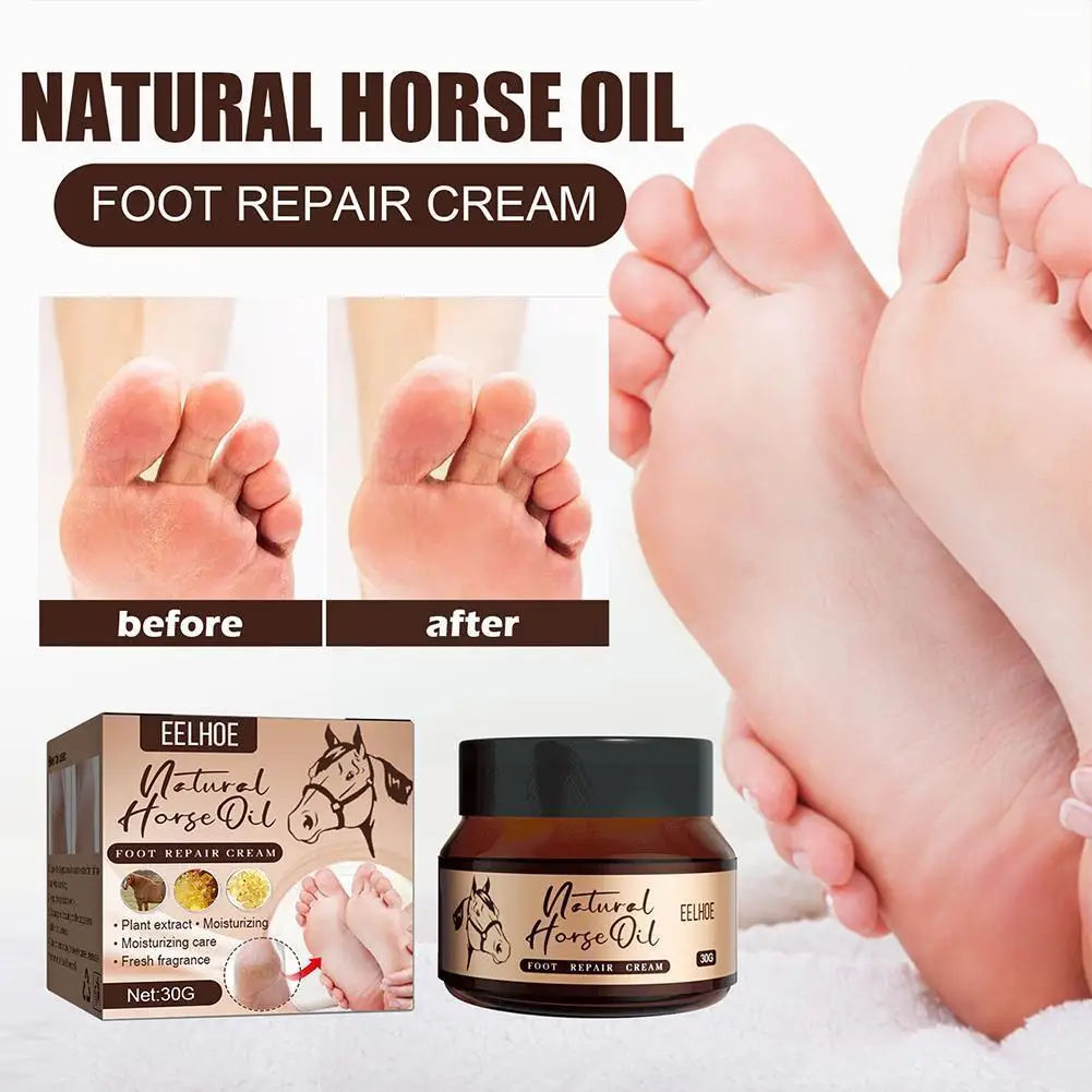 

30ml Horse Oil Foot Cream Anti-Drying Crack Repairs Heel Dead Foot Removal Cracked Moisturizing Peeling Care Skin Feet Mask M3M4