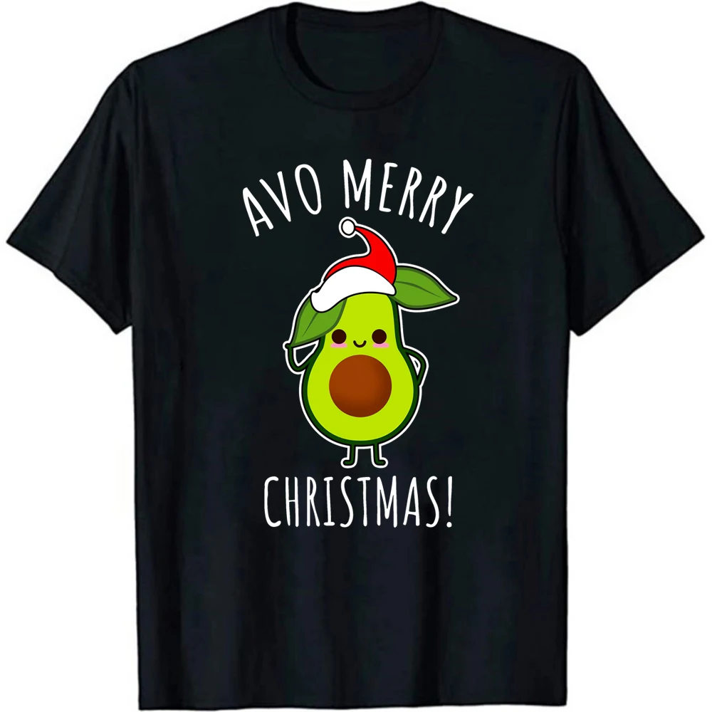 

Avo Merry Christmas T-Shirt Funny Christmas Costume Tee Cute Xmas Short Sleeves Hipster Avocado Santa Claus Top T Shirt