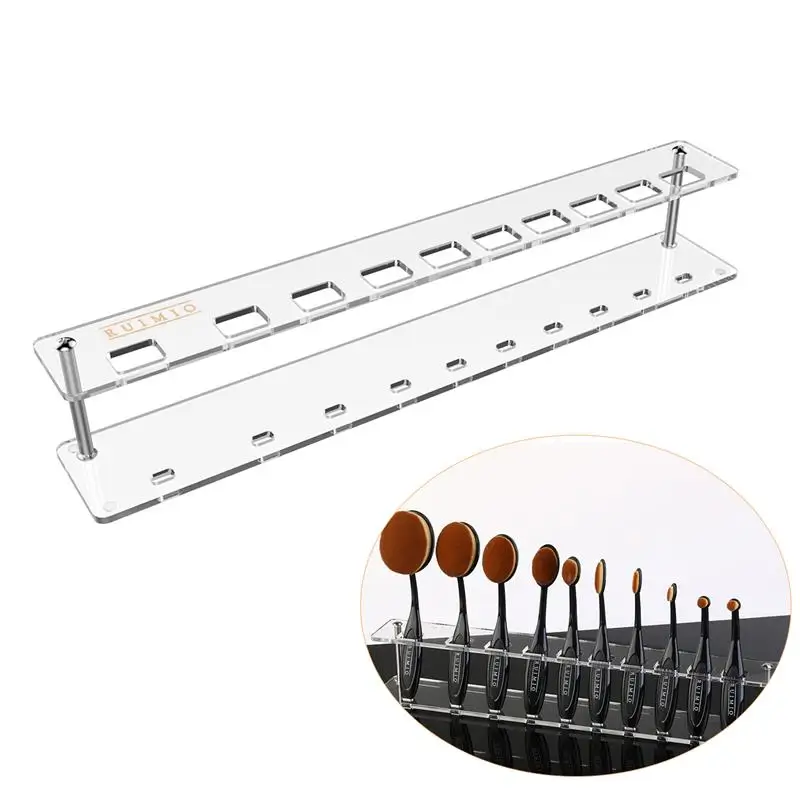 

Органайзер RUIMIO из 10 акриловых отделений, демонстрационная полка для овальной кисти для макияжа, набор косметических инструментов