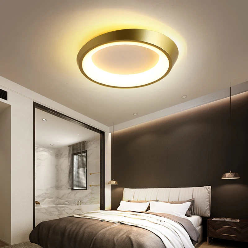 

Золотистый круглый светодиодный потолочный светильник, Скандинавская комнатная декорация для дома, лофта, гостиной, спальни, подвесная люстра, осветительный прибор