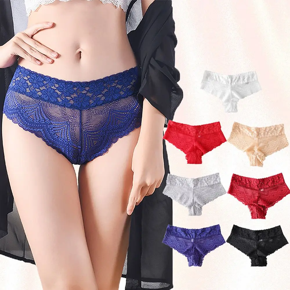

Sexy Flower Lace Underwear Women Low Waist Hollow Panties Soft Breathable Seamless Briefs Female Lingerie