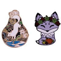 c2503 animal brooches cartoon fox enamel pins cute woodland foxes badges clothes lapel pin jewelry gifts for kids girls