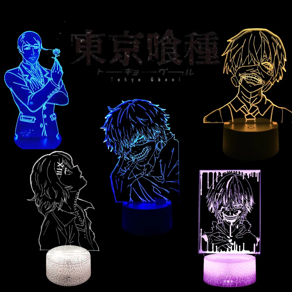 

Tokyo Ghoul Night Light 3D Lamp Ken Kaneki Juuzou Suzuya Visual Night Lamp Collective Novelty Cute Lampara Illuminator Kids Gift