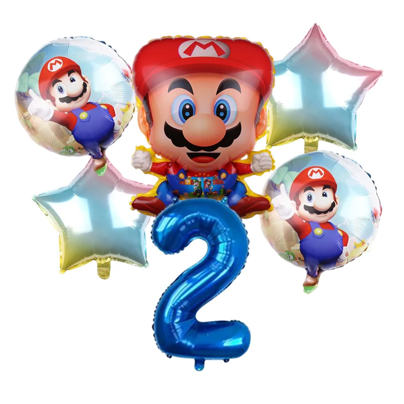 

Cartoon Baby Shower Decorations Balloon Set Super Bro Number Girls Boys First Birthday Globo Party Supplies Marioed Paper Plate