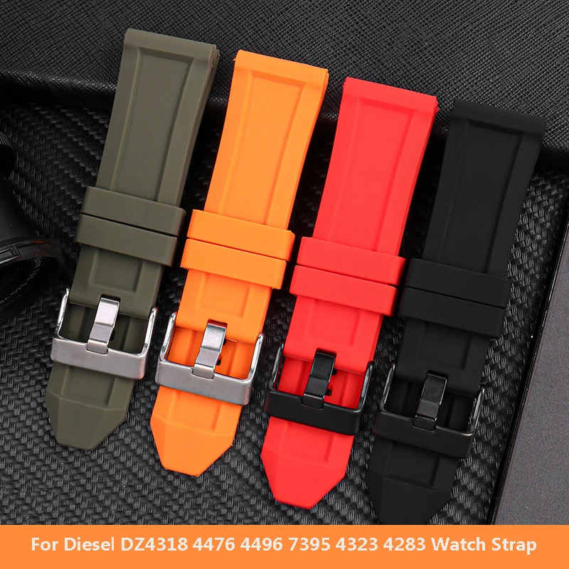 

Watchband For Diesel DZ4318 4476 4496 7395 4323 4283 Large Dial men Rubber Silicone Watch Strap Accessories Bracelet 26mm 24mm